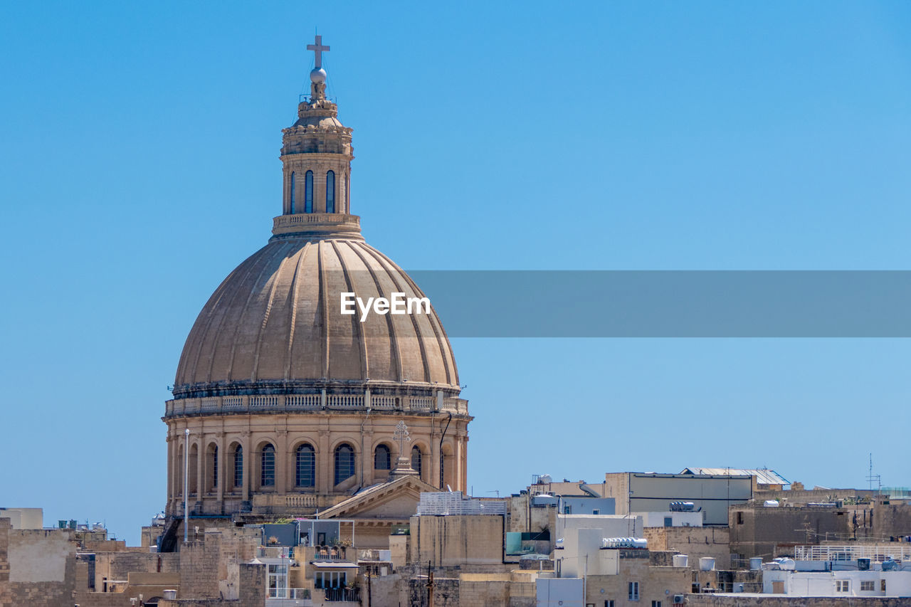 Valletta, malta, 5 may 2023. dome of the basilica of our lady of mount carmel in valletta