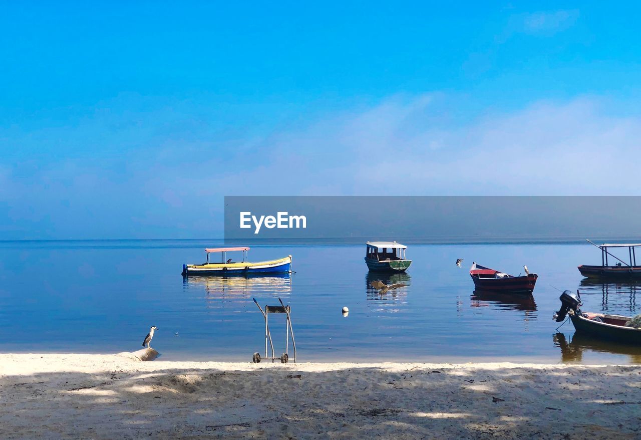 Scenic view of sea against blue sky