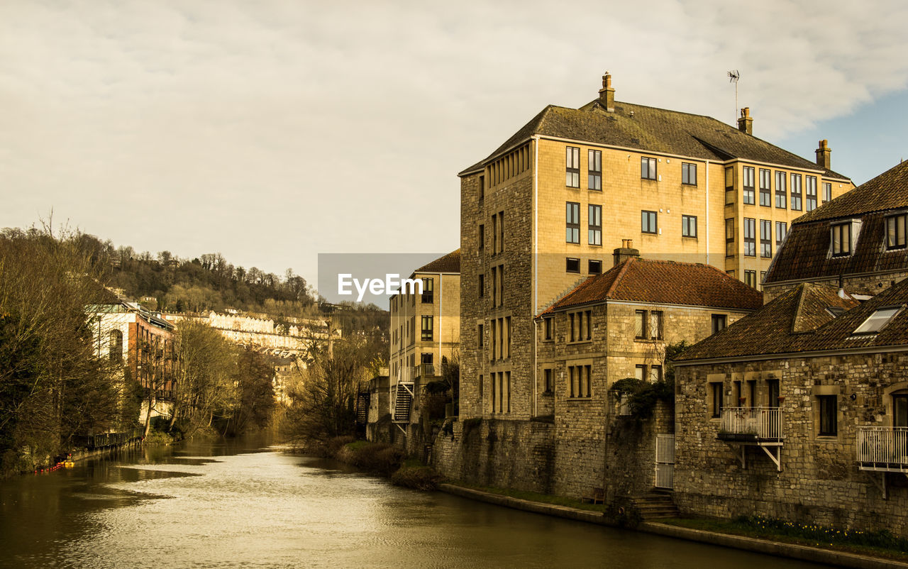 View of buildings along river