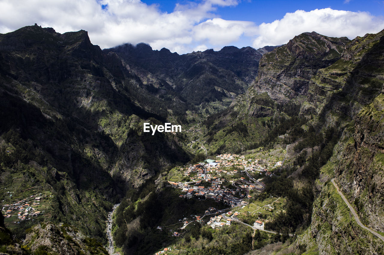 Scenic view of mountains against sky