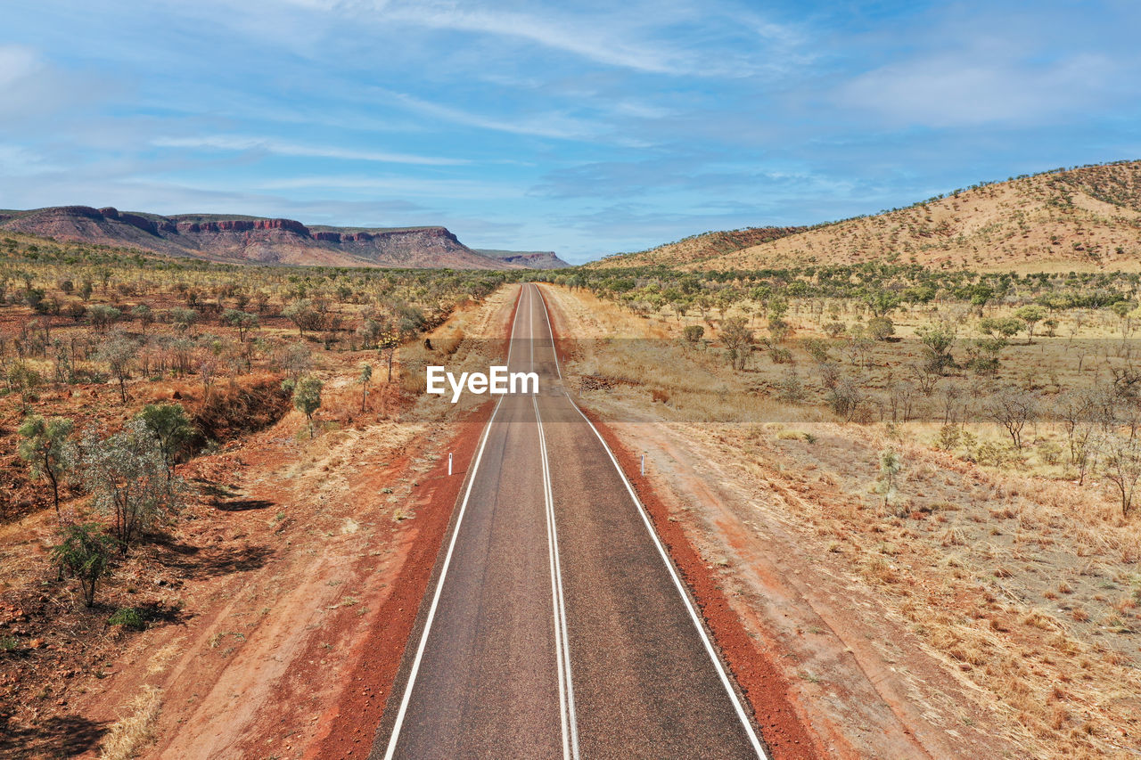 EMPTY ROAD LEADING TOWARDS MOUNTAIN