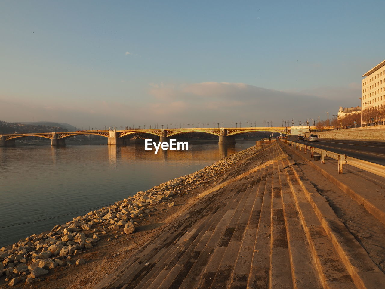 Margaret bridge over danube against sky