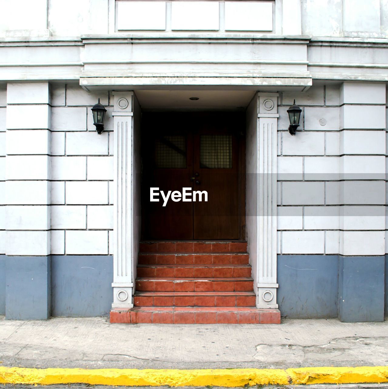 Closed door of building