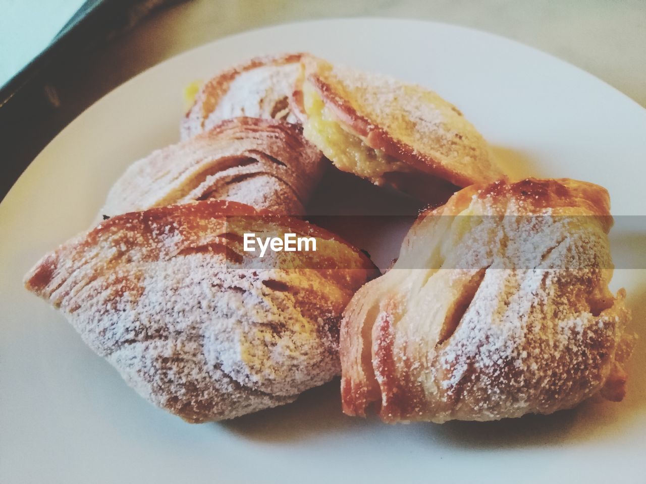 food and drink, food, freshness, dessert, baked, bread, indoors, no people, still life, close-up, breakfast, french food, plate, dish, croissant, meal, brioche, table, pastry, wellbeing, high angle view, healthy eating, cuisine, viennoiserie