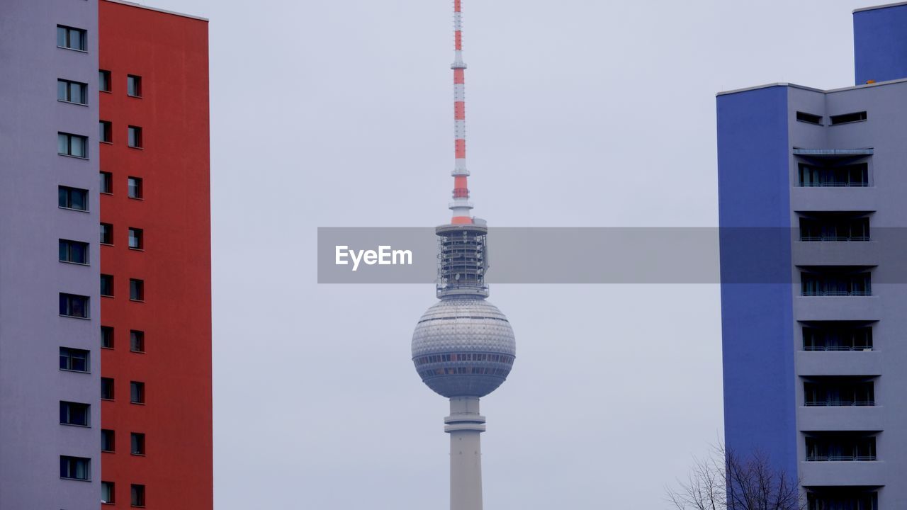 In between, berlins tv-tower in the middle of two buildings