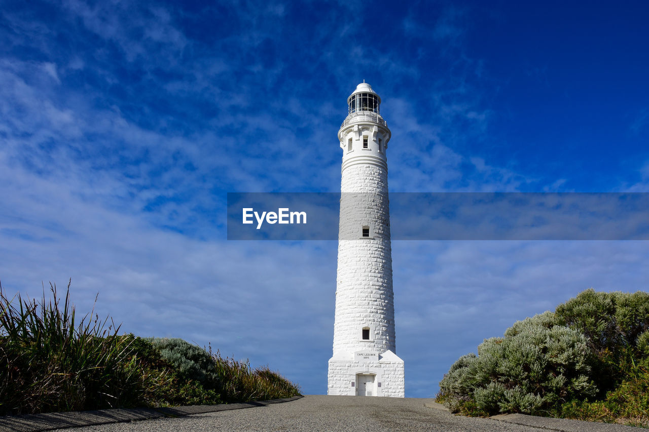 Low angle view of lighthouse against sky