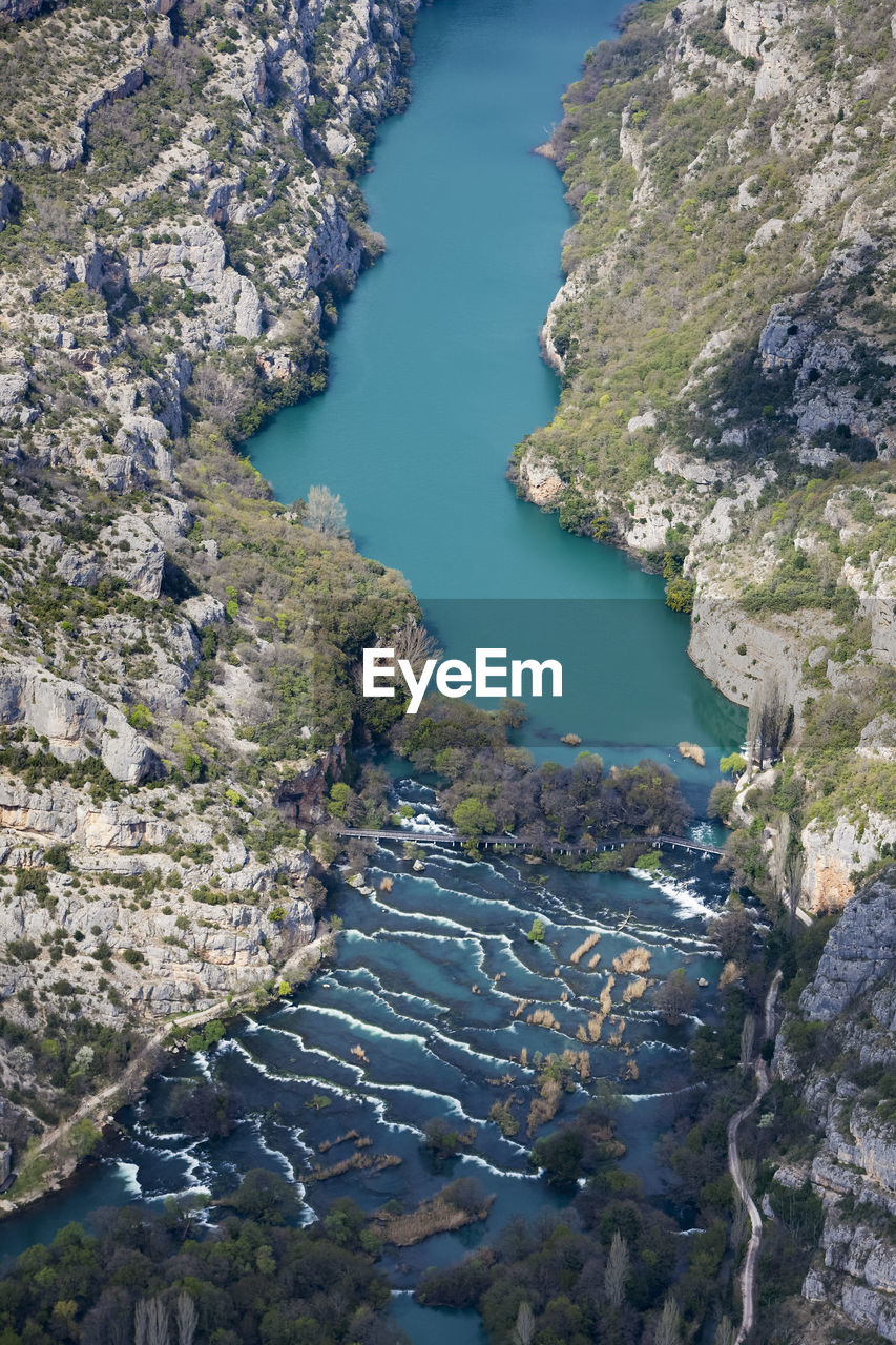 Aerial view of roški slap in krka national park, croatia