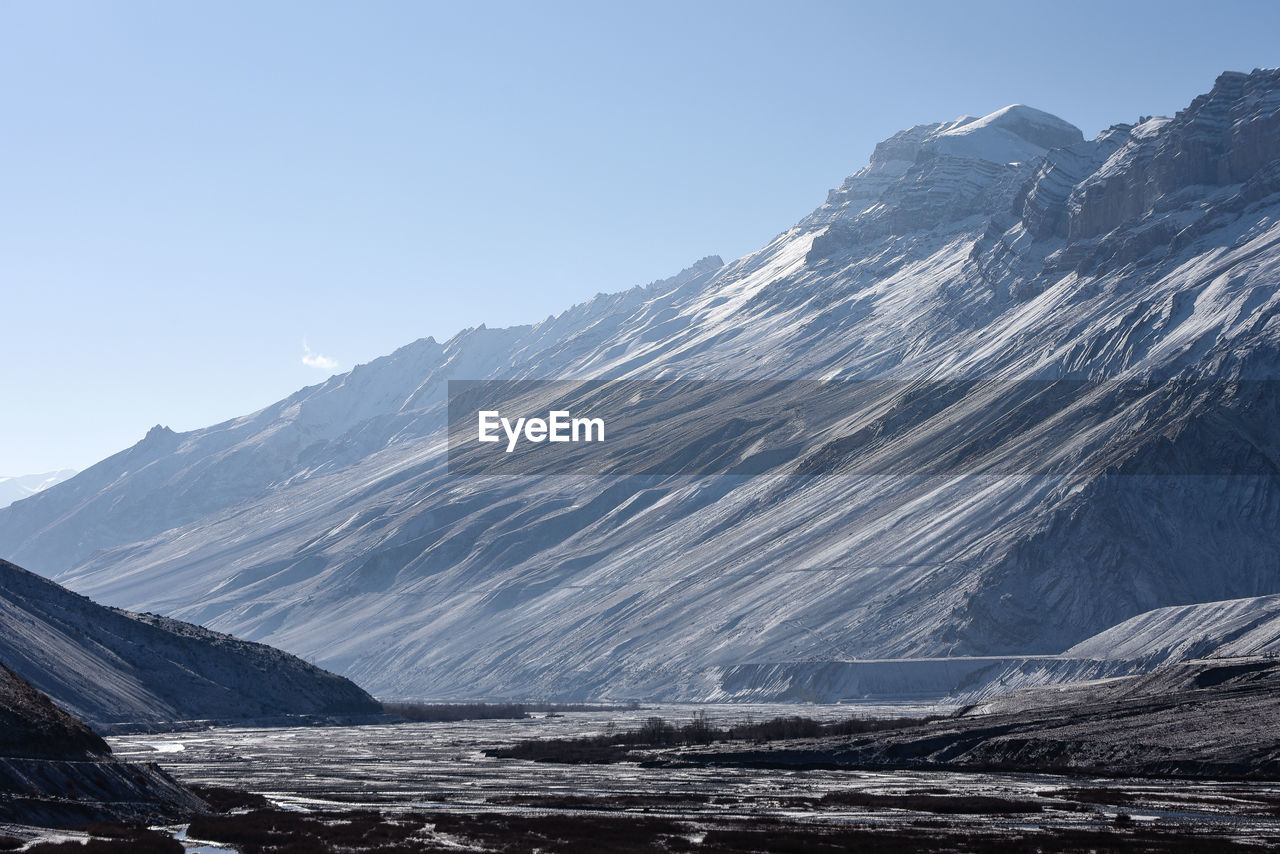 SCENIC VIEW OF MOUNTAINS AGAINST CLEAR SKY