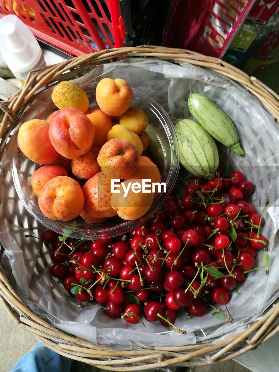 CLOSE-UP OF FRUITS IN BASKET IN PLATE