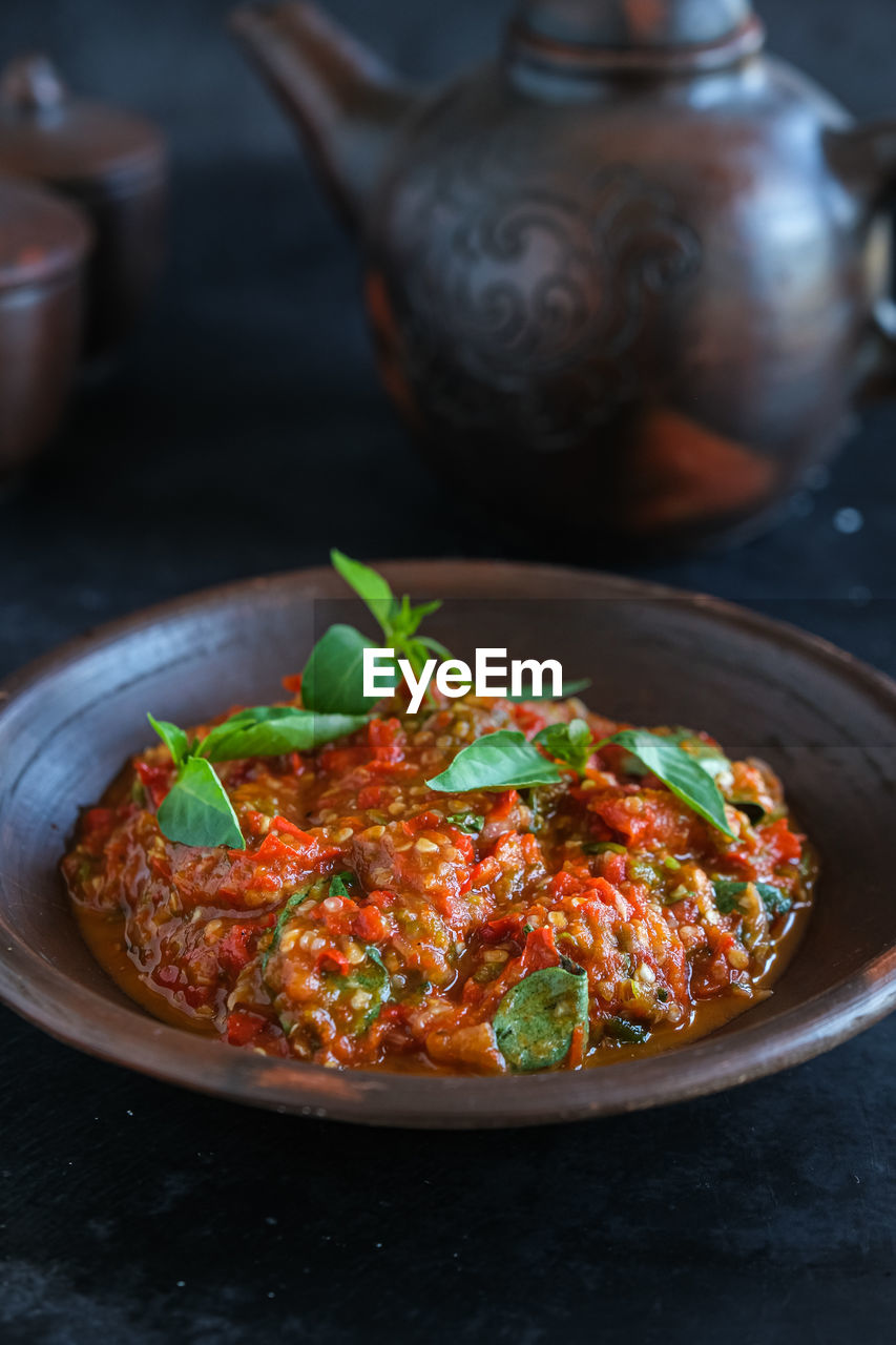 Chili paste in plate