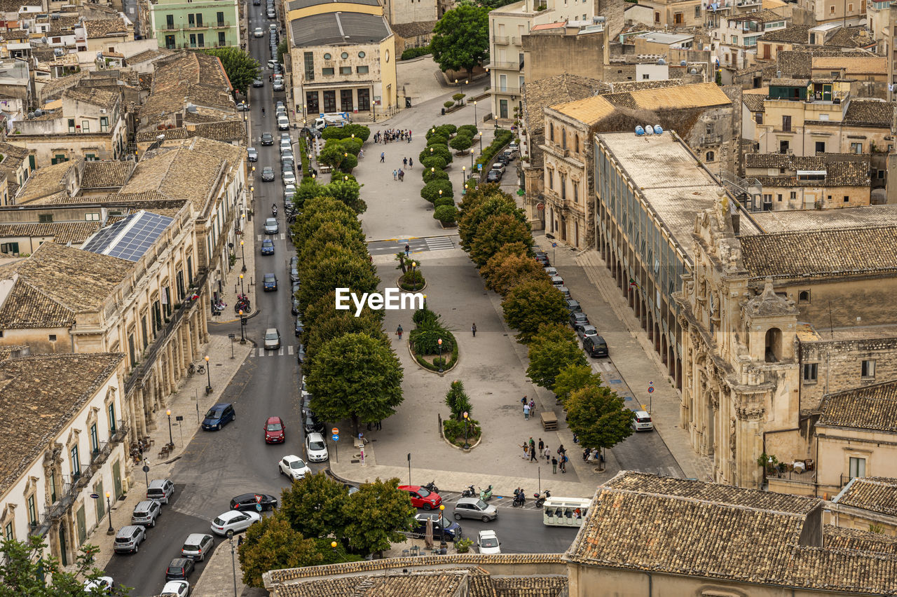 Aerial view of italy square in scicli