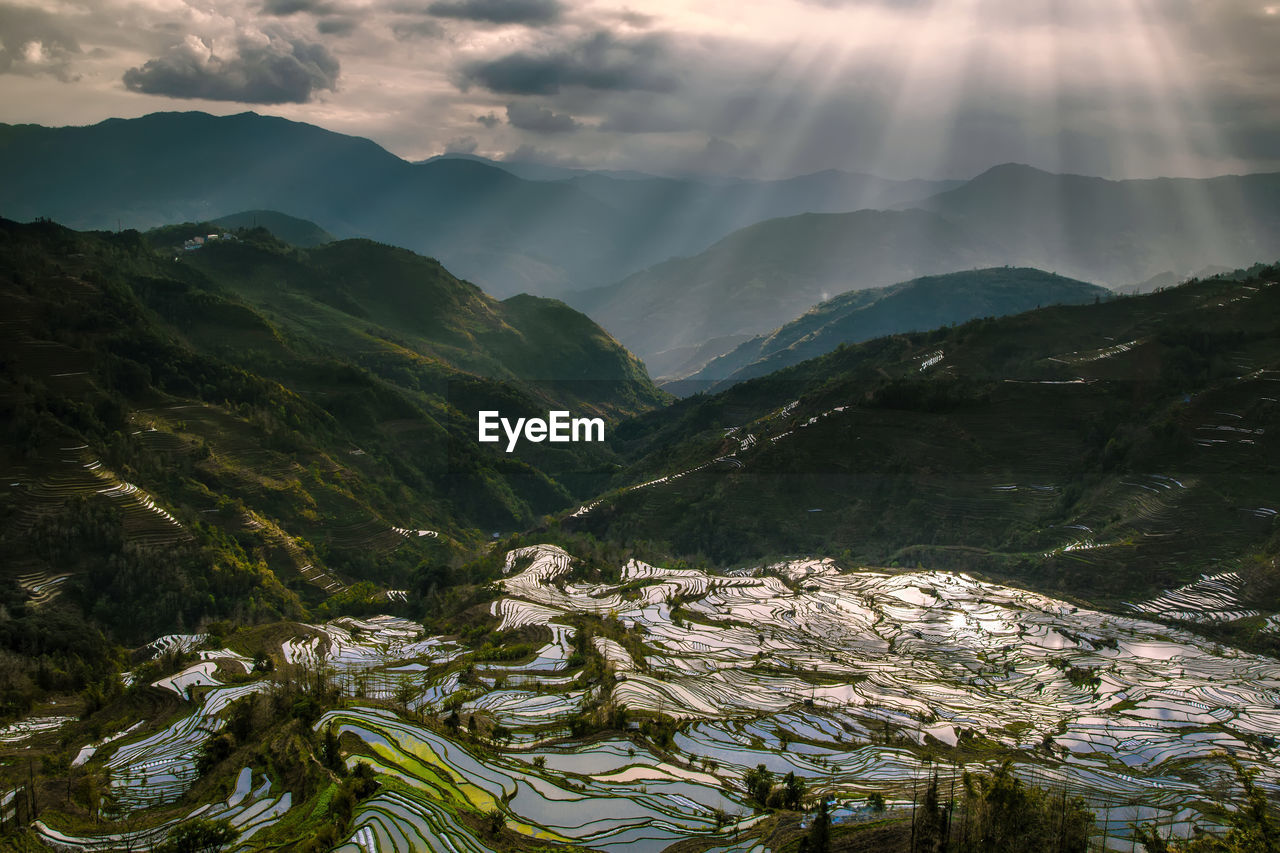 Scenic view of mountains against sky