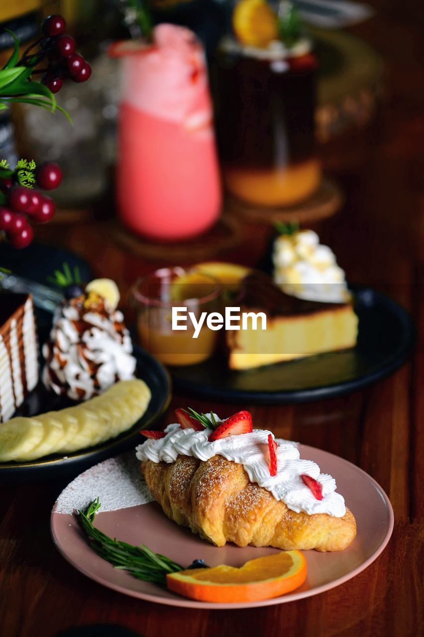 high angle view of food in plate on table