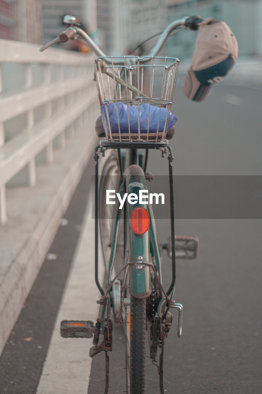 Bicycle parked on street