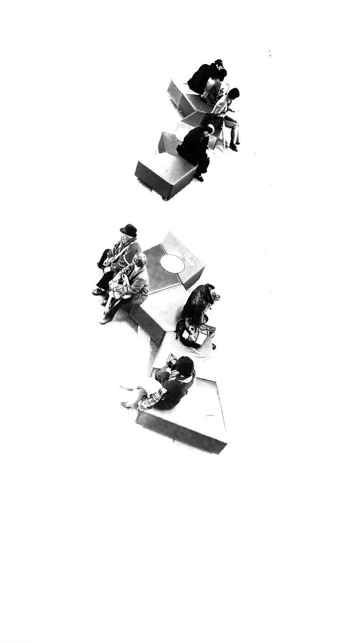 High angle view of people in waiting room