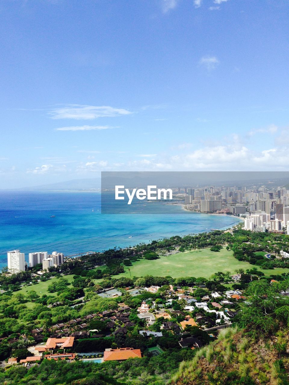 AERIAL VIEW OF CITY AT SEASIDE