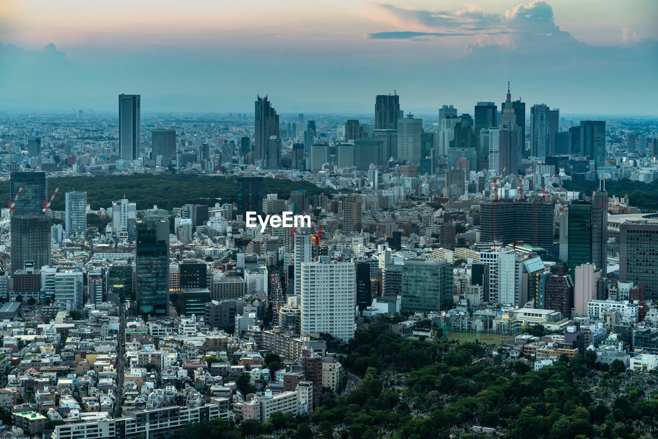 Aerial view of buildings in city