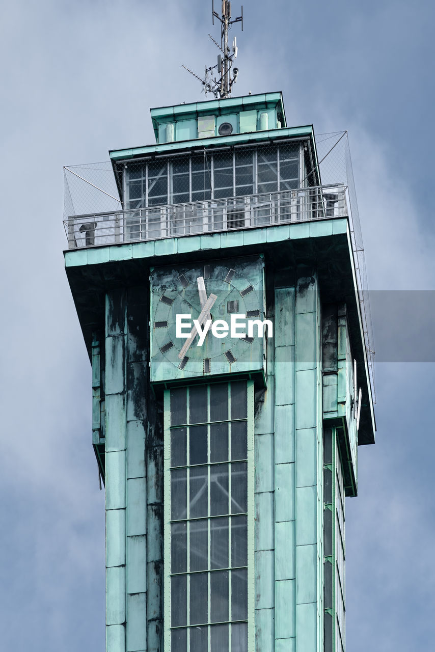 tower, blue, architecture, built structure, landmark, sky, building exterior, time, no people, clock, low angle view, cloud, nature, urban area, building, day, outdoors, tower block, skyscraper, steeple, observation tower, city