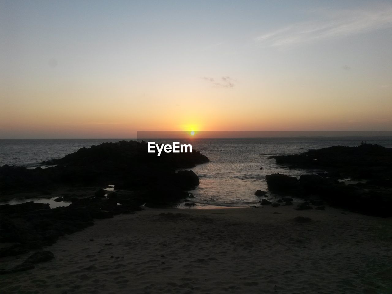 Scenic view of sea against sky during sunset