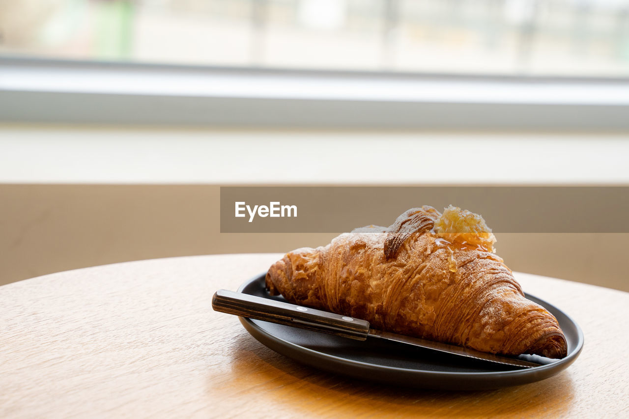 high angle view of food in plate on table