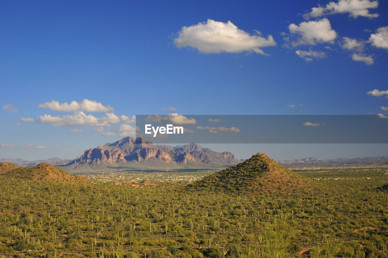 PANORAMIC VIEW OF LANDSCAPE AND MOUNTAINS AGAINST SKY