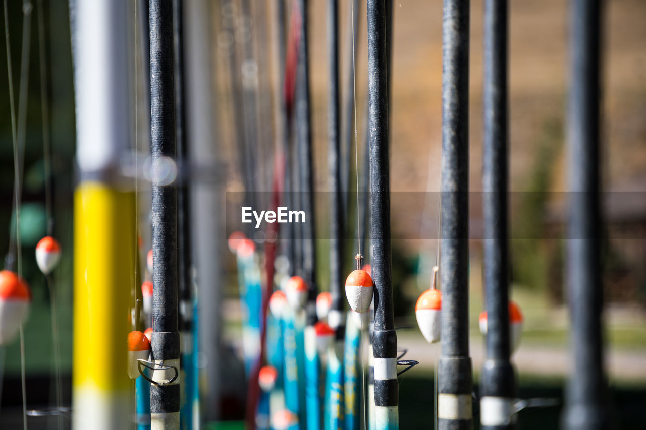 Close-up of fishing rods