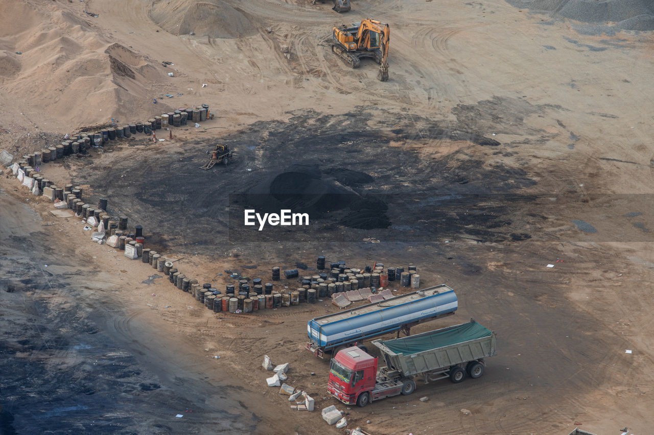 High angle view of mining site