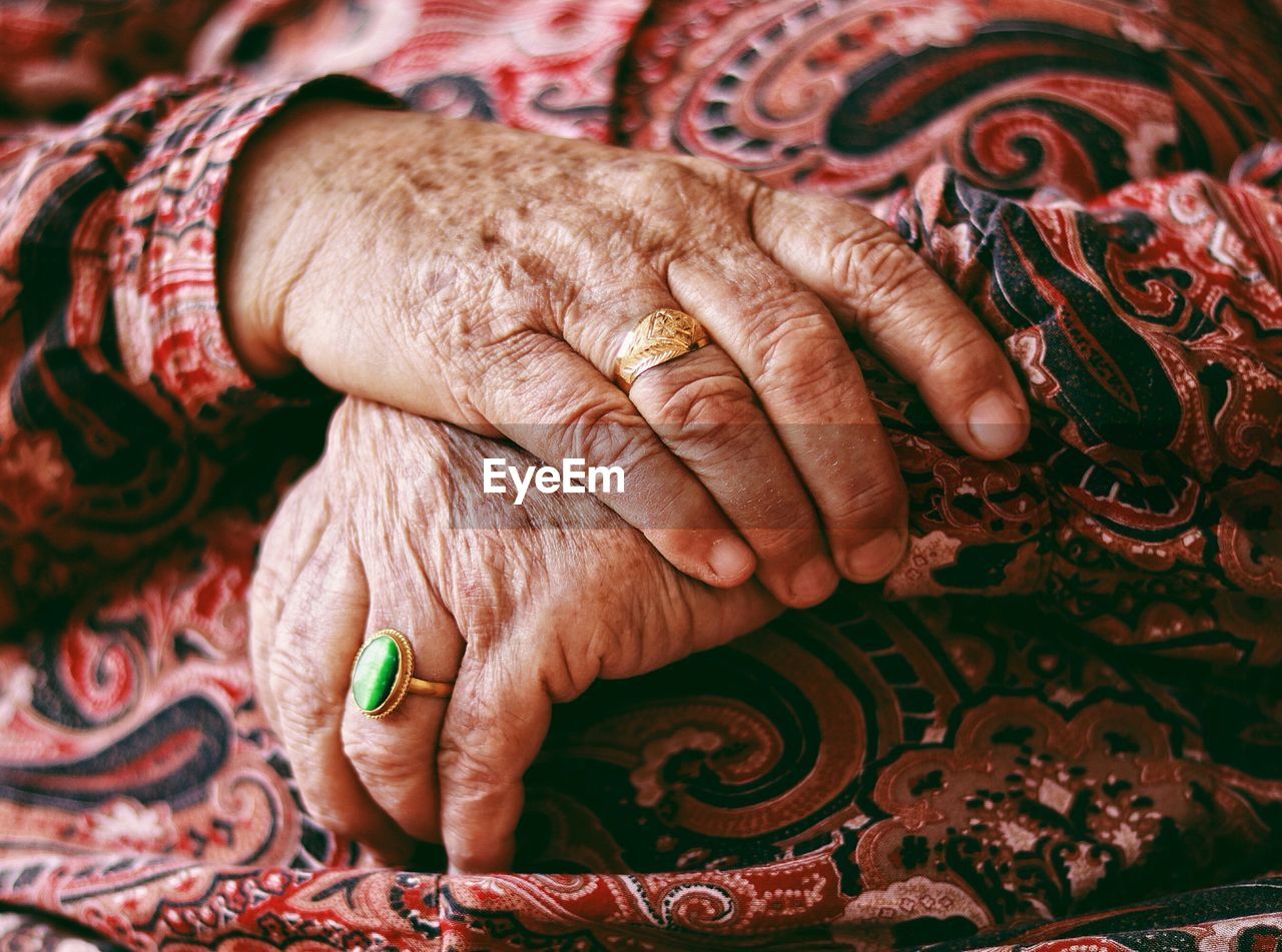 Close-up of senior woman hands