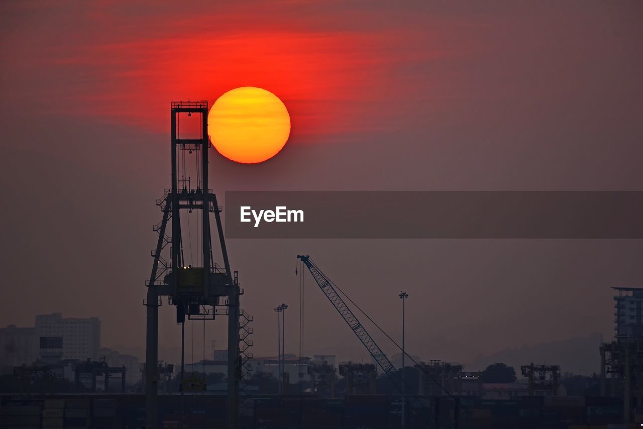 Sunrise at penang port, malaysia