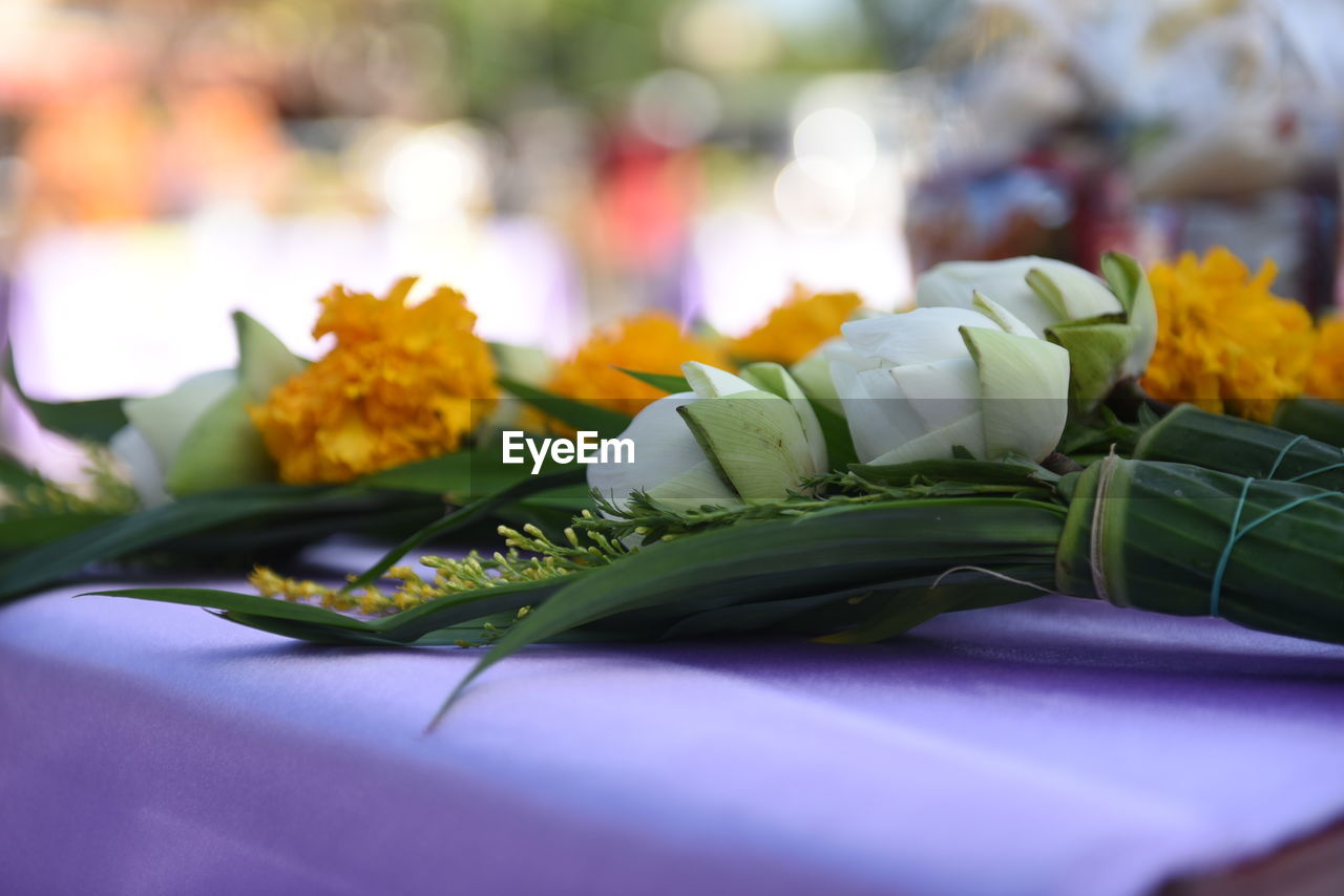 Lotus flowers for worshiping on the table