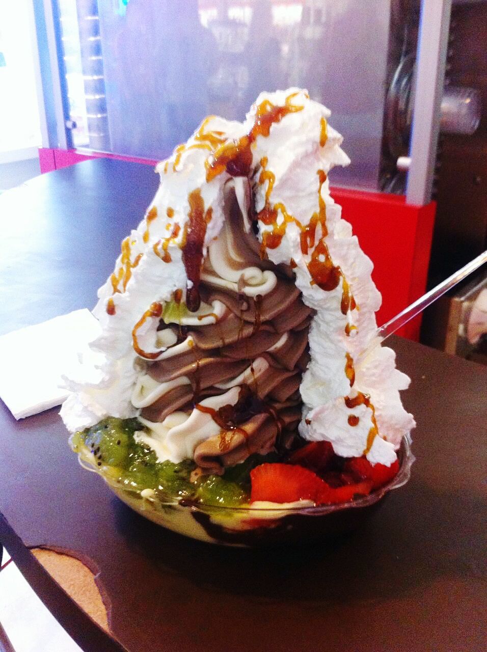 CLOSE-UP OF ICE CREAM CONE ON PLATE