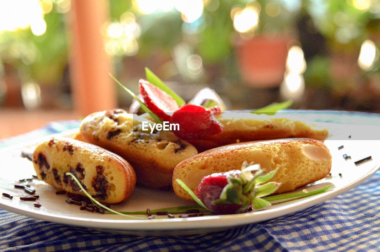 Close-up of food in plate on table