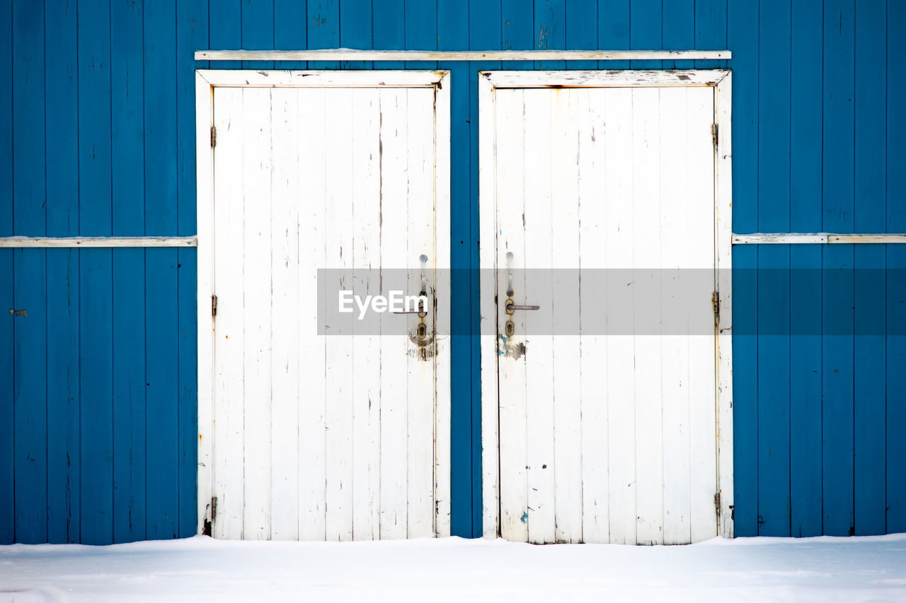 Closed door of building