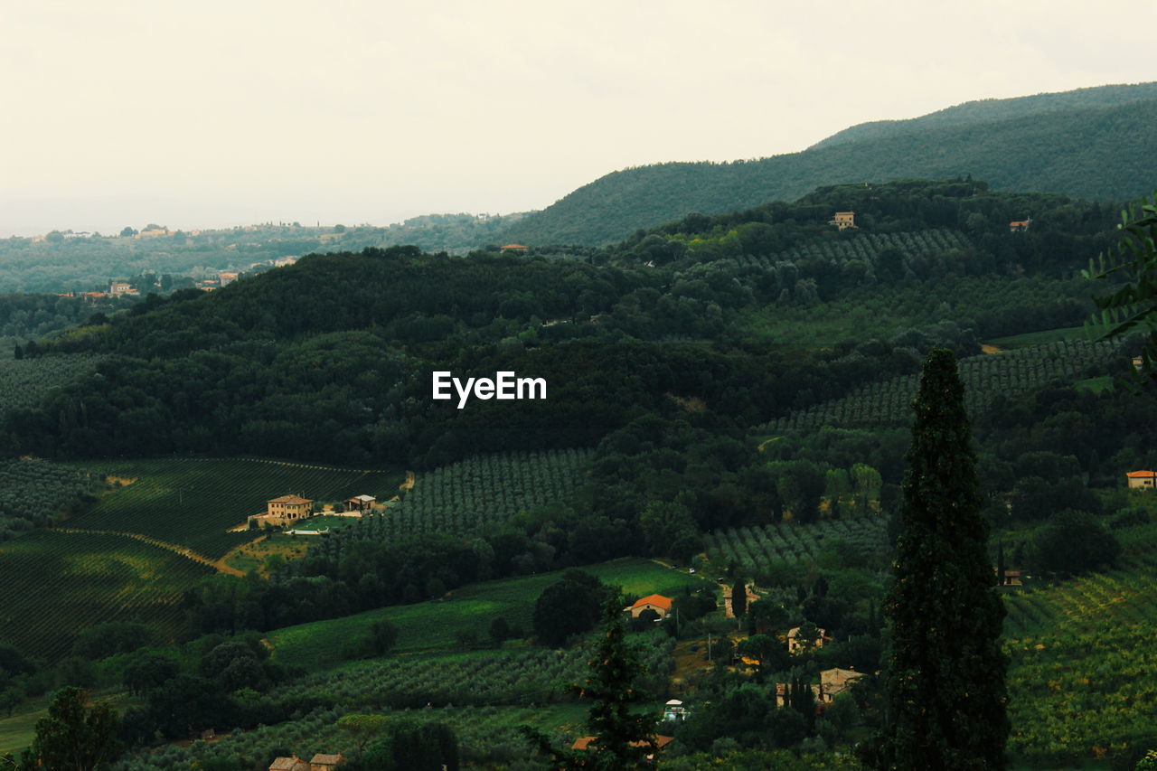 High angle view of mountain range