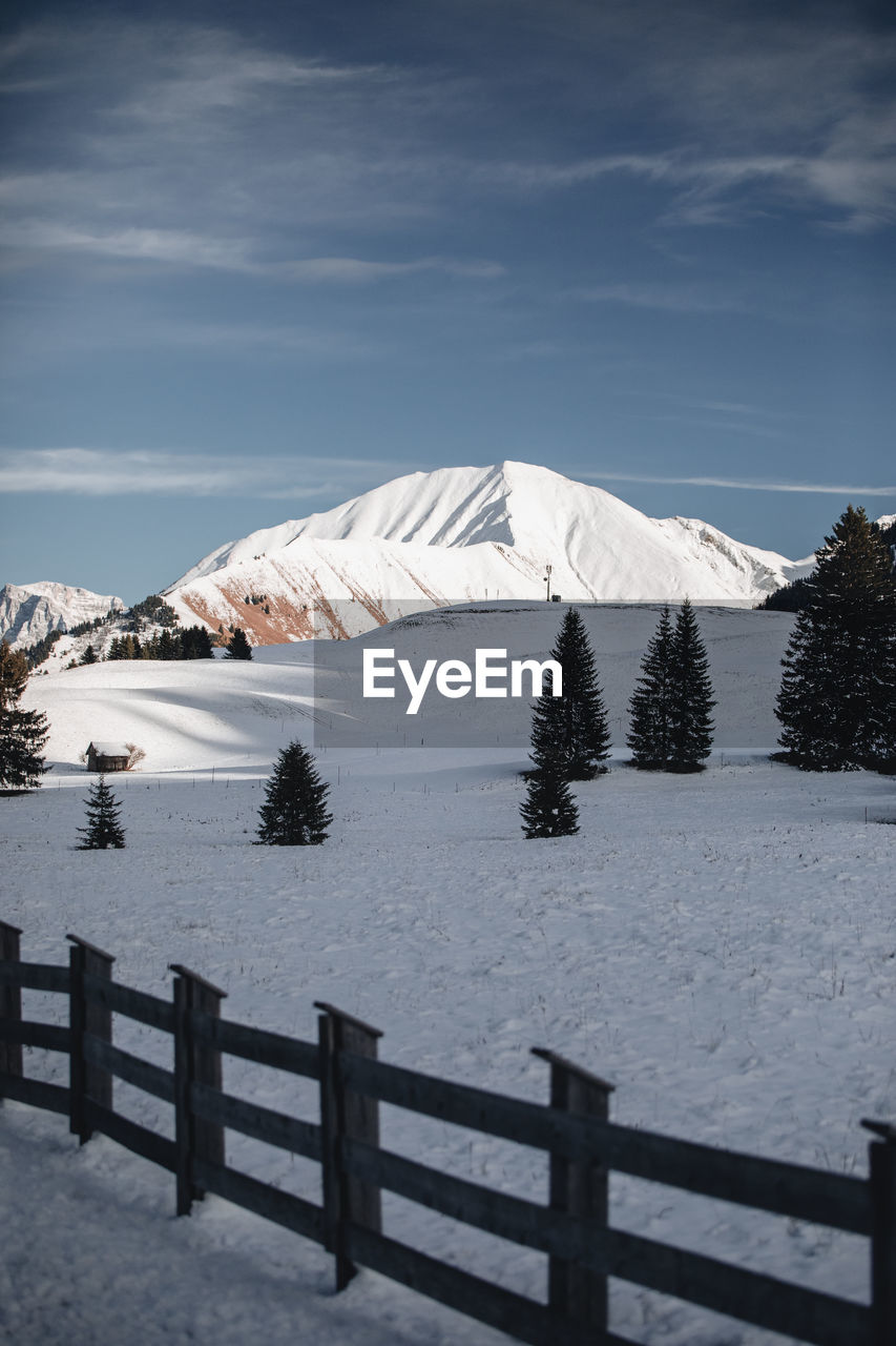 View of snow covered land during winter