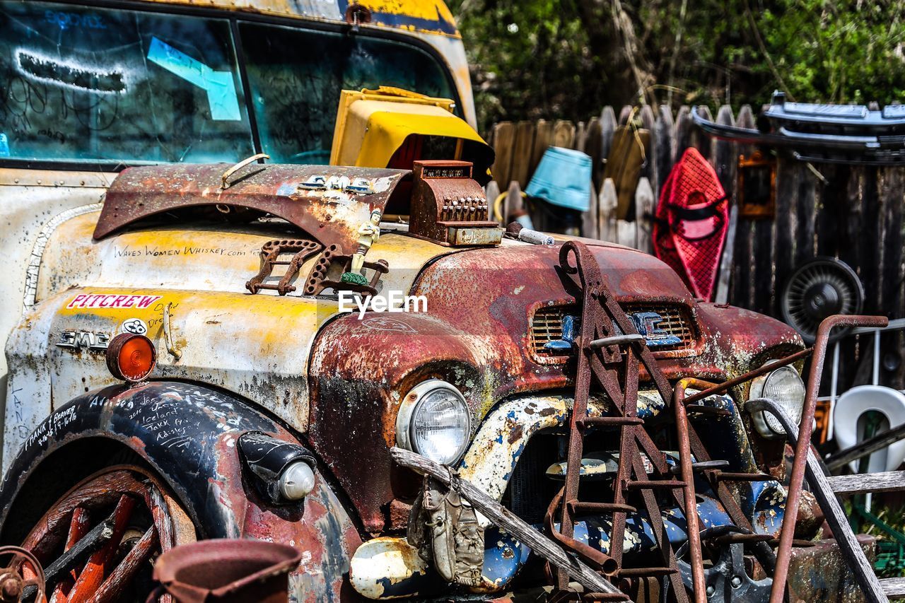 Old rusty vehicle outdoors