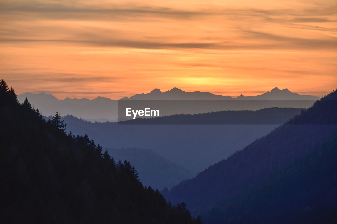 Scenic view of mountains against dramatic sky