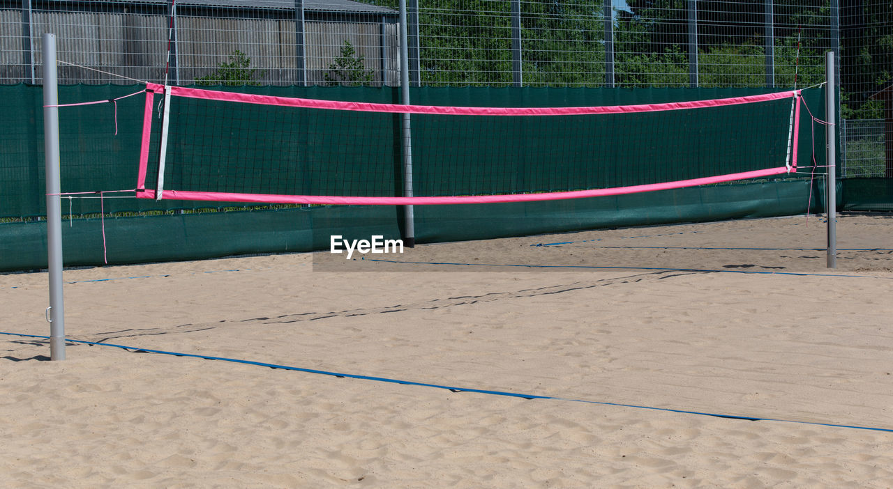 Net on volleyball court 