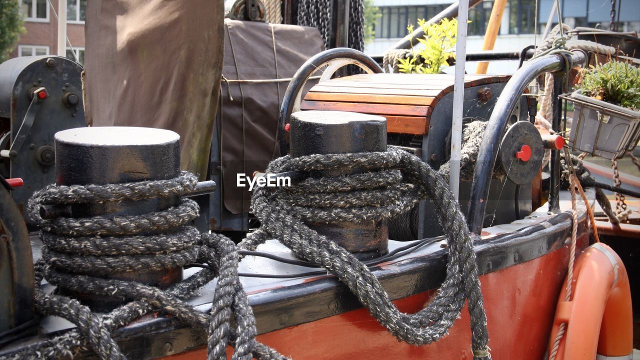 Close-up of ship ropes 