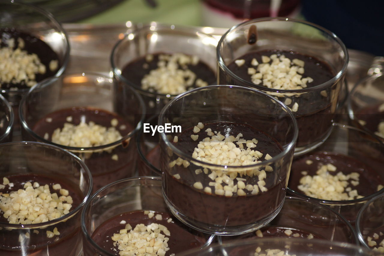 CLOSE-UP OF ICE CREAM IN GLASS CONTAINER