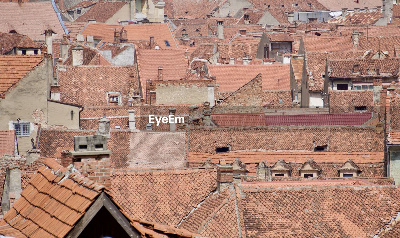 High angle view of buildings in city