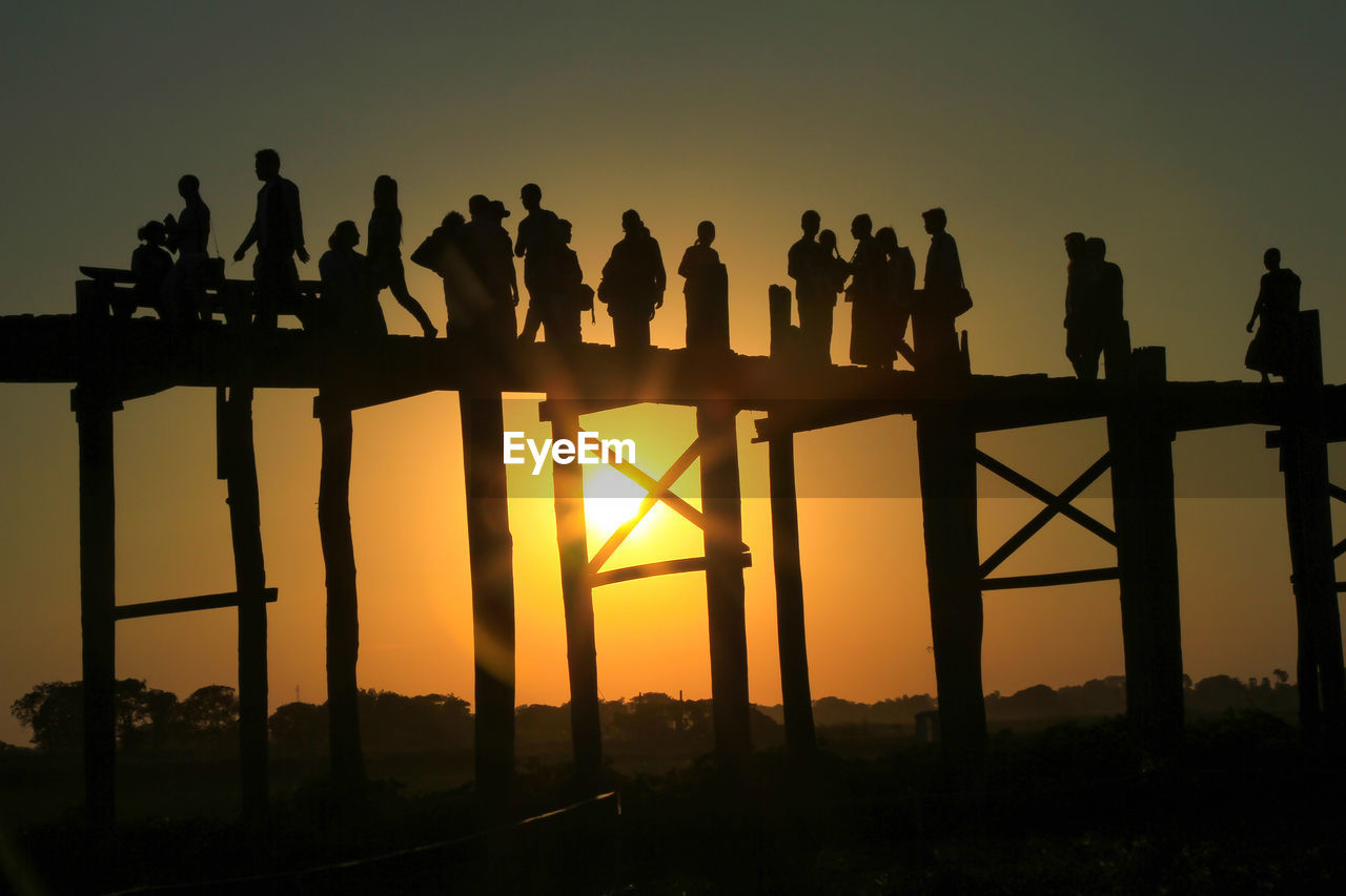 Silhouette of u bein bridge at sunset amarapura ,mandalay, myanmar.