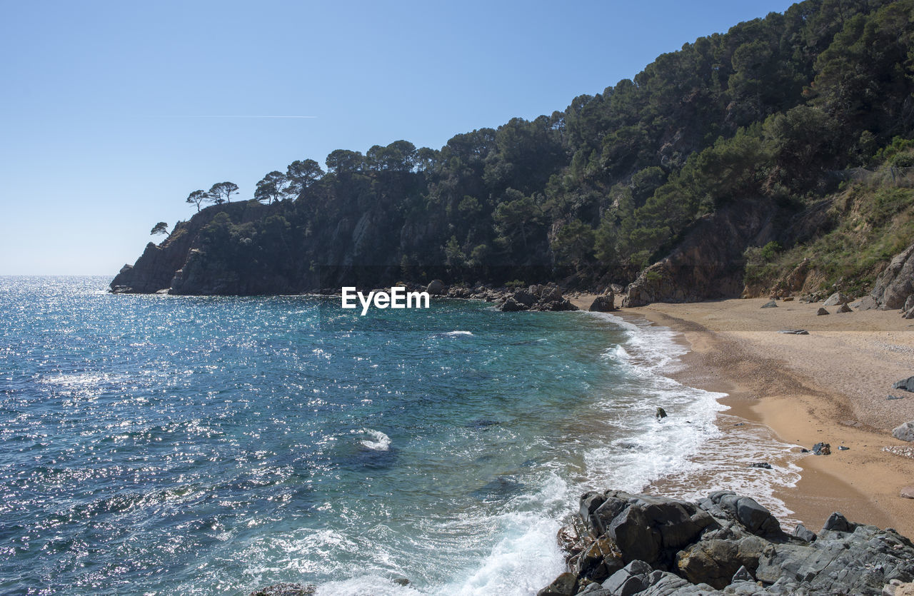 Scenic view of sea against clear sky