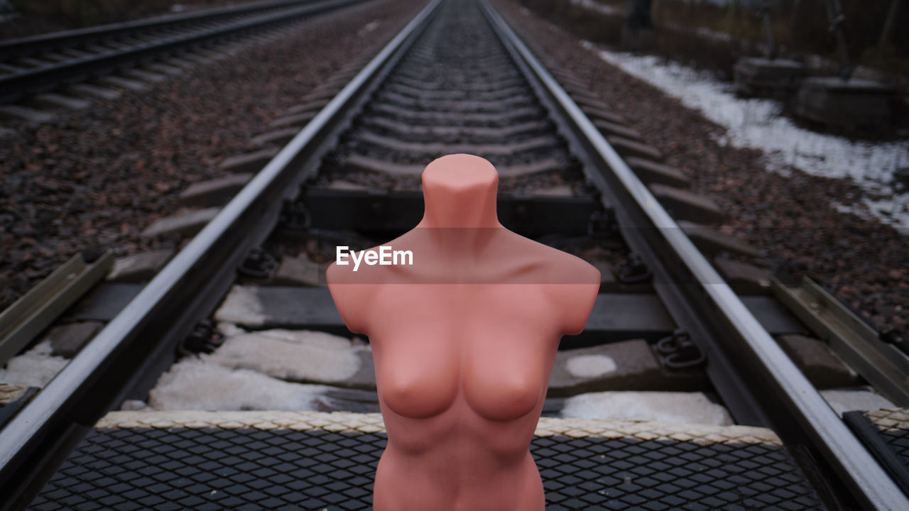 Mannequin on railroad track