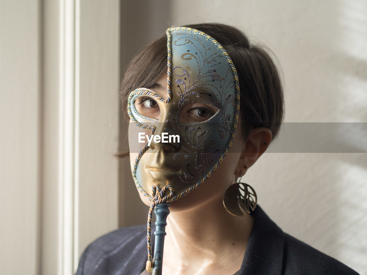 Portrait of woman with mask