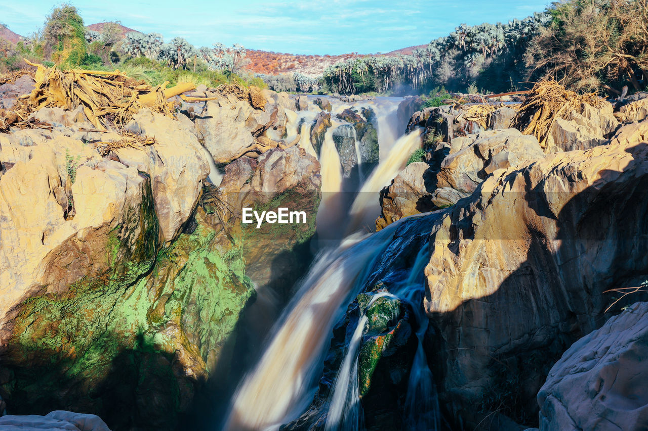 Slow shutter speed view of epupa falls in namibia.