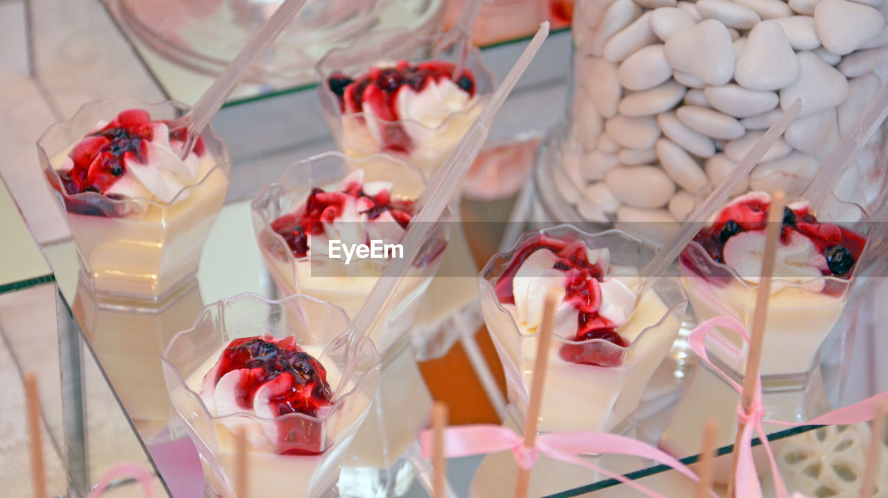 Close-up of ice creams in containers