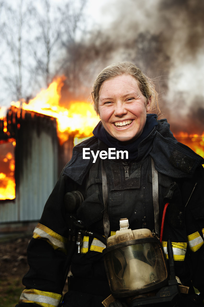 Portrait of female fire fighter