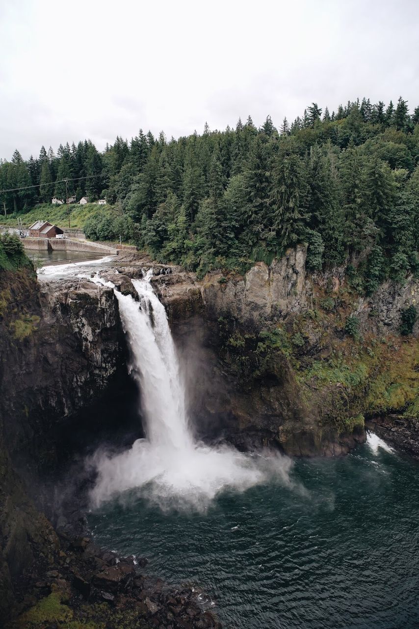 VIEW OF WATERFALL AGAINST SKY