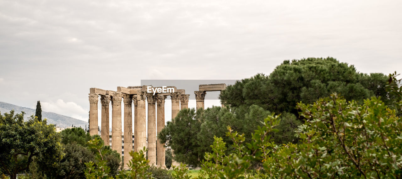 Athens, greece - febr 14, 2020. temple of olympian zeus,  olympieion or columns of the olympian zeus